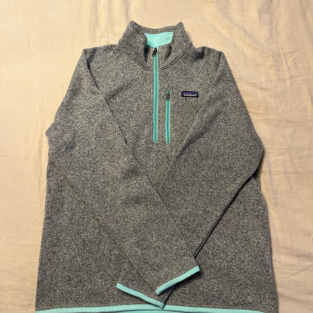 Men’s Large Patagonia Better Sweater 1/4 Zip Fleece Grey Teal